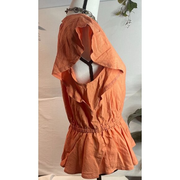 Sam Edelman Women's Sun Baked Binx Top Size M Viscose & Nylon Orange - Picture 6 of 16